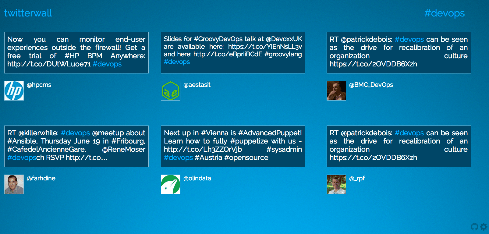 twitterwall running
