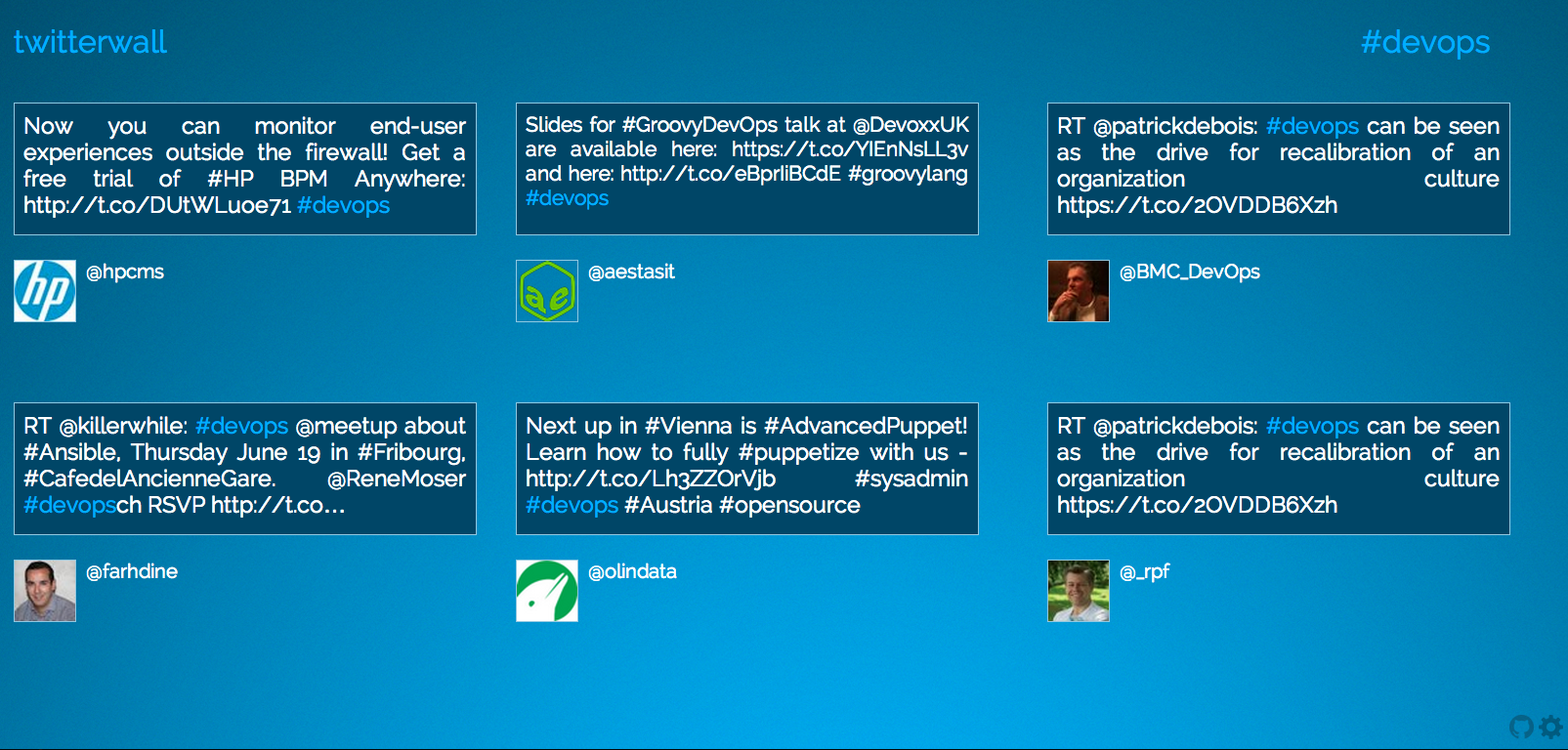 twitterwall running