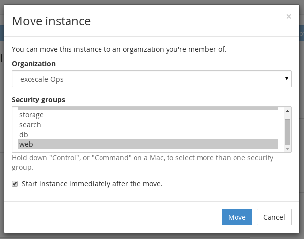 Moving an instance