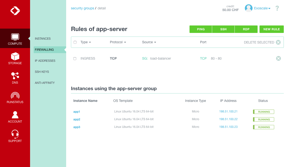 app server security group