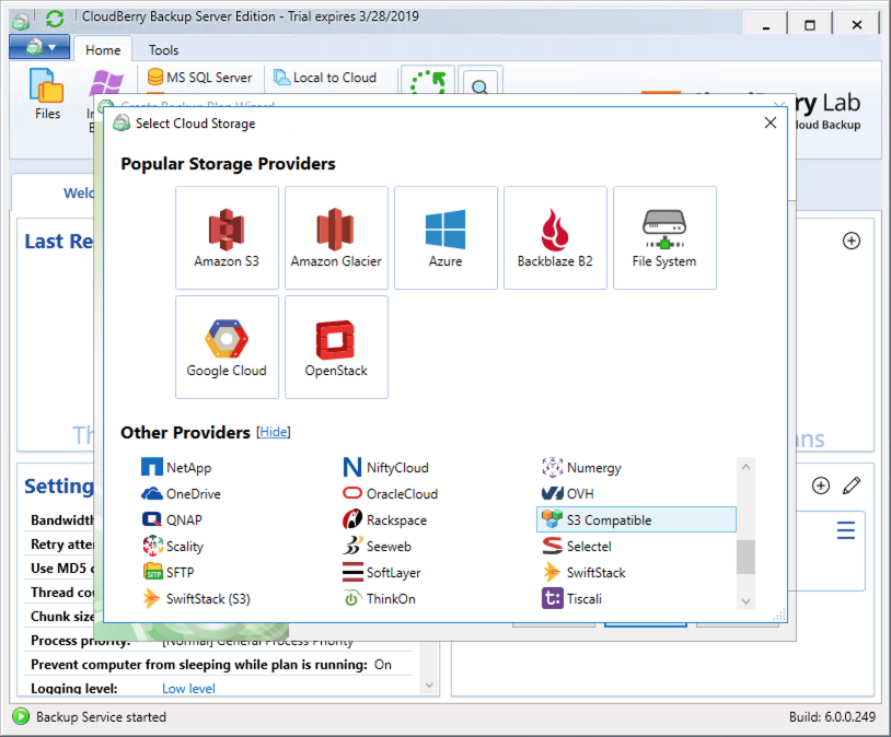 CloudBerry Backup - S3 compatible provider