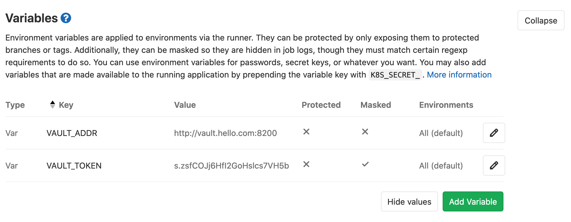 GitLab CI variables