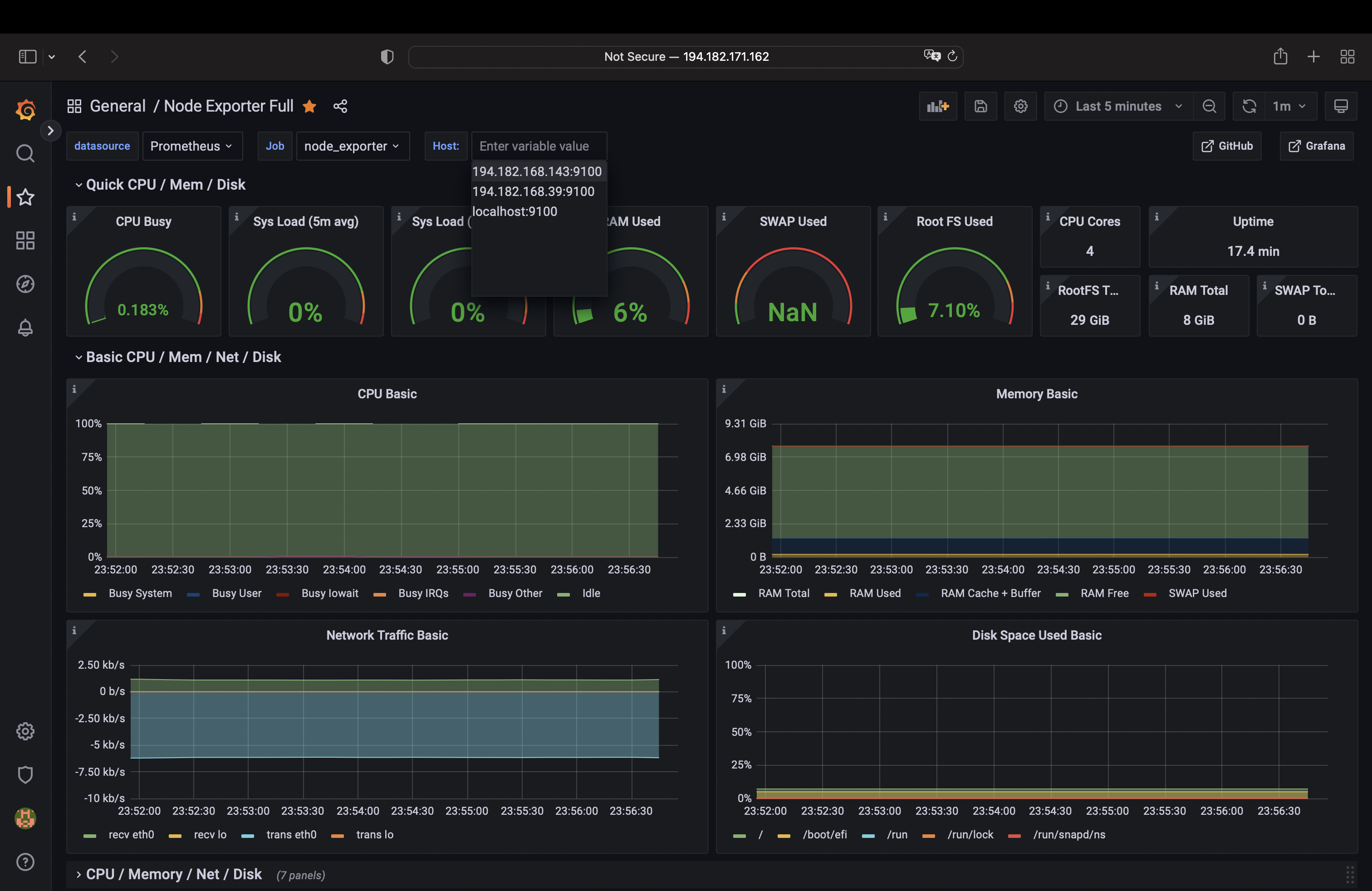 Grafana server